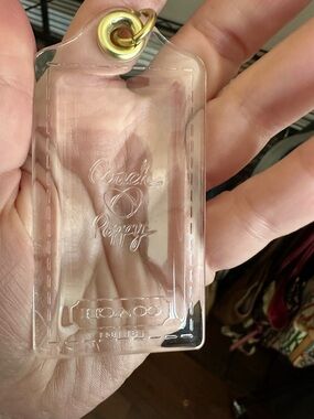 Coach Large Clear Poppy Tag with Gold-Tone Ring